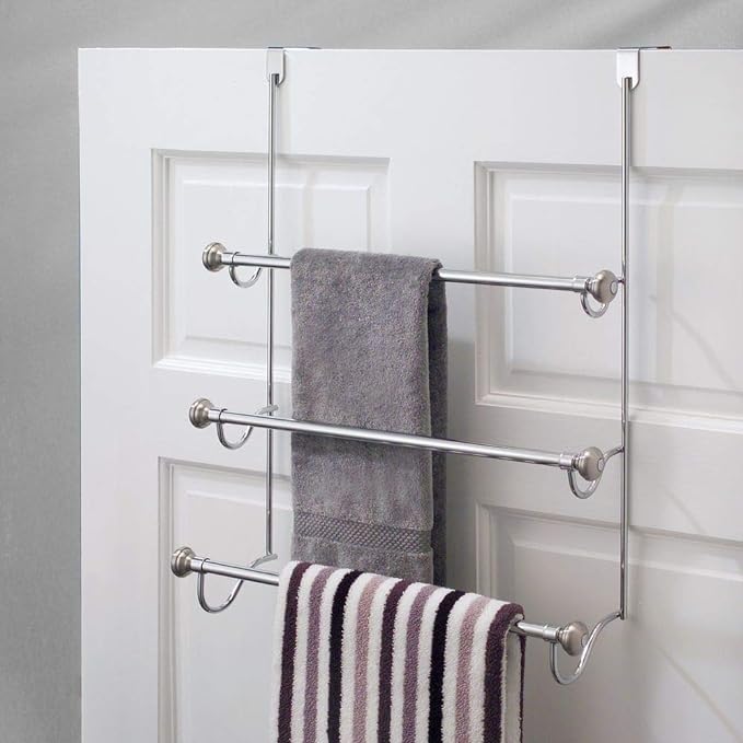 The Best iDesign Over the Door Towel Rack - The York Collection, Brushed Nickel