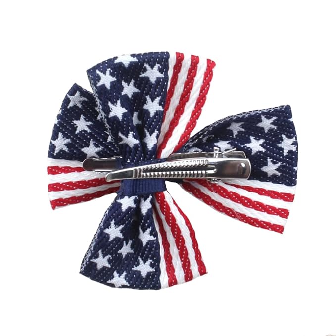 The Best 2 Pcs/Pack Girls American Flag Hair Bow Hair Clips for Fourth of July