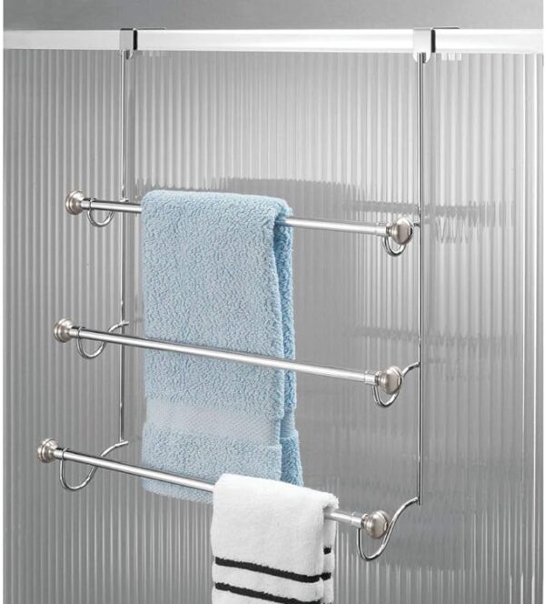 The Best iDesign Over the Door Towel Rack – The York Collection, Brushed Nickel