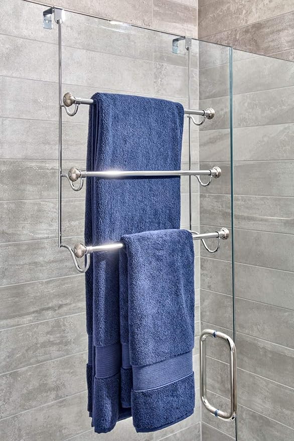 The Best iDesign Over the Door Towel Rack – The York Collection, Brushed Nickel