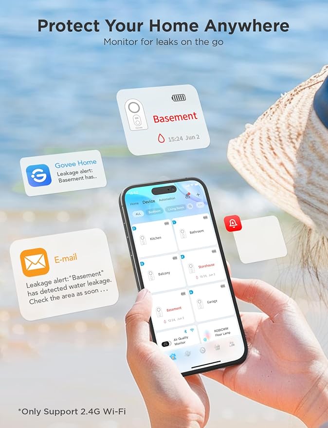  best Govee WiFi Water Sensor 3 Pack, Smart Water Leak Detector, 